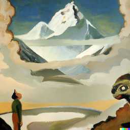 someone gazing at Mount Everest, painting by Salvador Dali generated by DALL·E 2